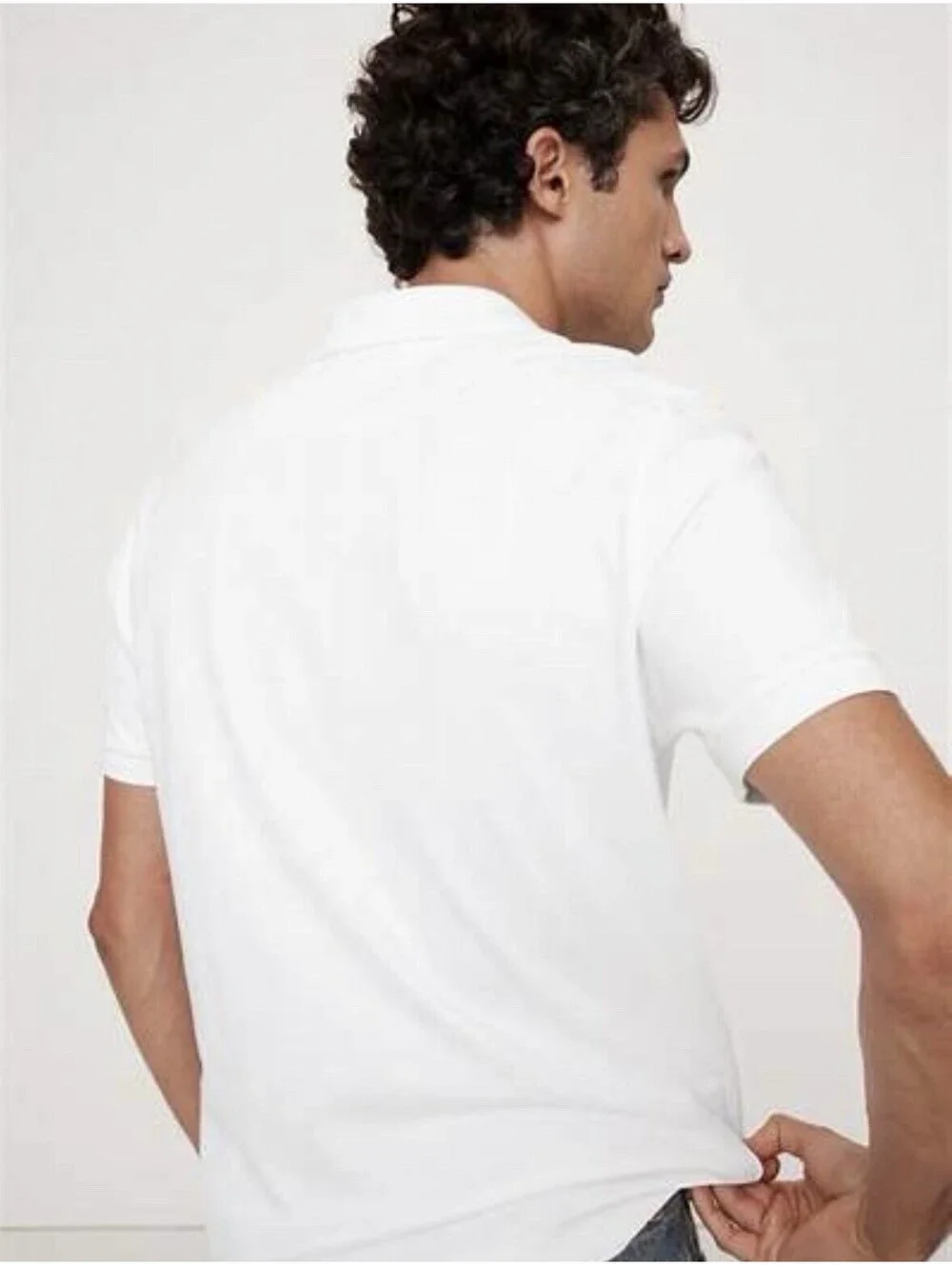 BANANA REPUBLIC MENS LUXURY-TOUCH PERFORMANCE POLO IN OPTIC WHITE-XL